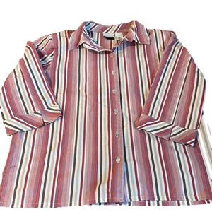 Kim Rogers stripped 3/4 length sleeve button shirt excellent condition